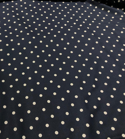 Viscose Moss Crepe navy color with white polka dot print 58&quot; wide &quot; [17558]
