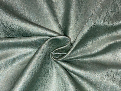Silk Brocade fabric sea green  intricate paisleys  BRO1083[2]