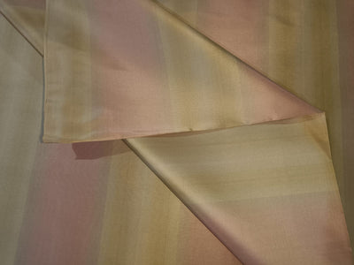 100% Silk Taffeta Fabric Light Peachy Pink &amp; Gold stripes 54" wide TAFS31[2]