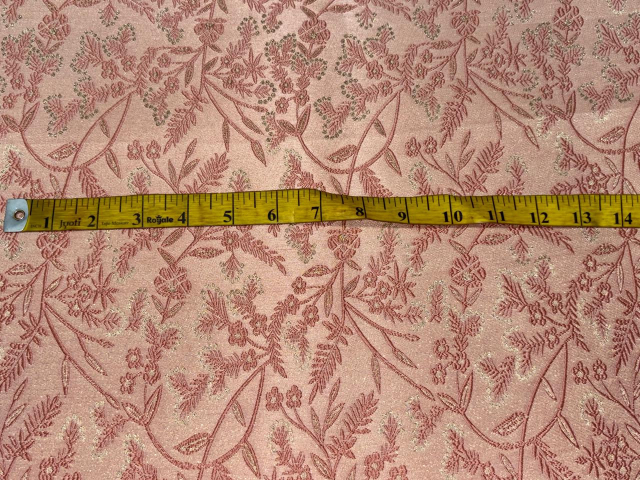 Silk Brocade fabric available in 2 colors mint and peach floral vines subtle shimmer  BRO1079[1/2]