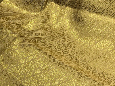 Silk Brocade fabric 44" gold  jacquard diagonal stripes of intricate self gold designs  BRO1063[2]