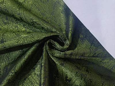 Silk Brocade fabric Green &amp; Black Victorian BRO120[4]