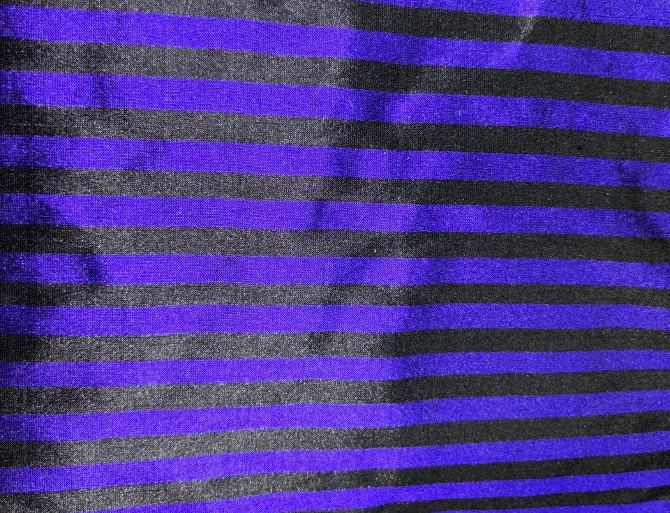 100% Pure Silk dupion STRIPE available in 2 colors PURPLE/BLACK and BURGANDY/BLACK  Fabric 44" wide DUPS71[1/2]