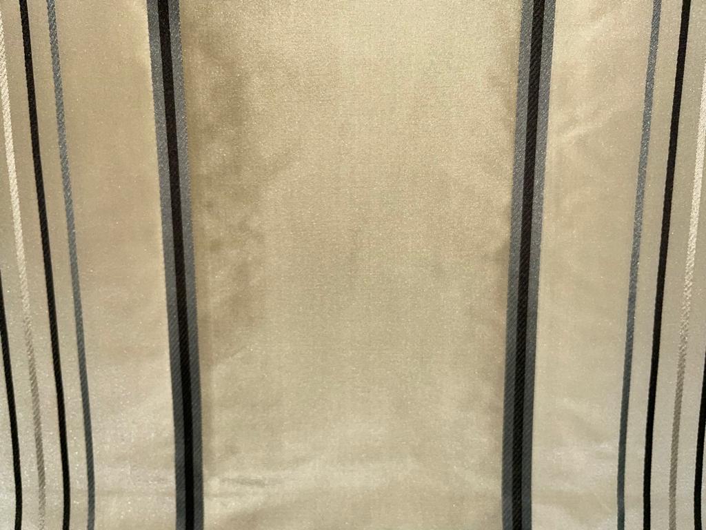 100% SILK TAFFETA FABRIC gold beige with black satin stripes-54" wide TAF#S128