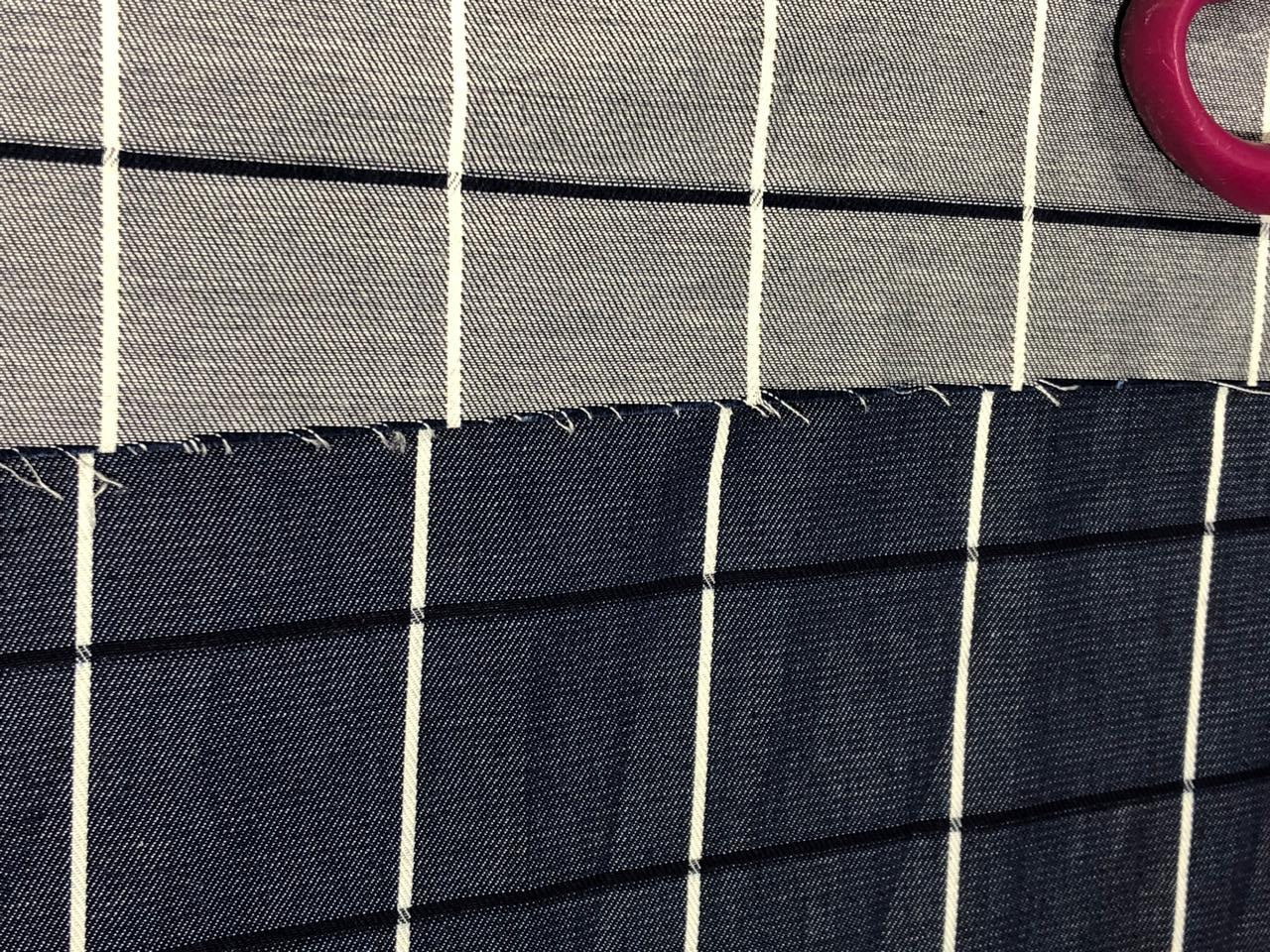 100% Cotton Denim  Fabric 58" wide available in 3 DESIGNS plaids/stripes and abstract