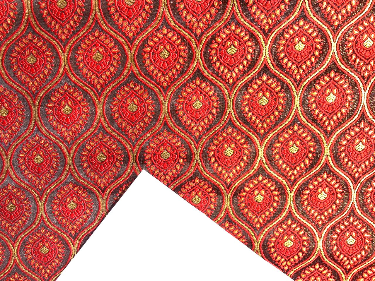 Brocade Fabric MOTIF Jacquard bronze x metallic gold  available in 2 colors green and red BRO994[1/2]