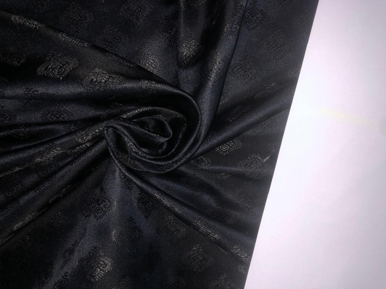 Silk Brocade fabric 44" wide BLACK SELF  MOTIFS BRO938[5]