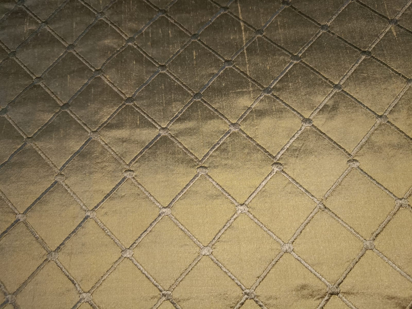 SILK DUPIONI Quilted pintuck Fabric in available in 4 colors [GOLD SILVER GREY OLIVE BROWN] [DUPP9/10/11/12]