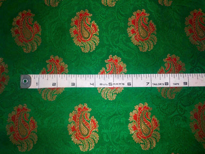 Silk Brocade fabric 44" wide PAISLEYS  available in 5 colors GREEN /YELLOW/ ROYAL BLUE /NAVY AND  ORANGE BRO940