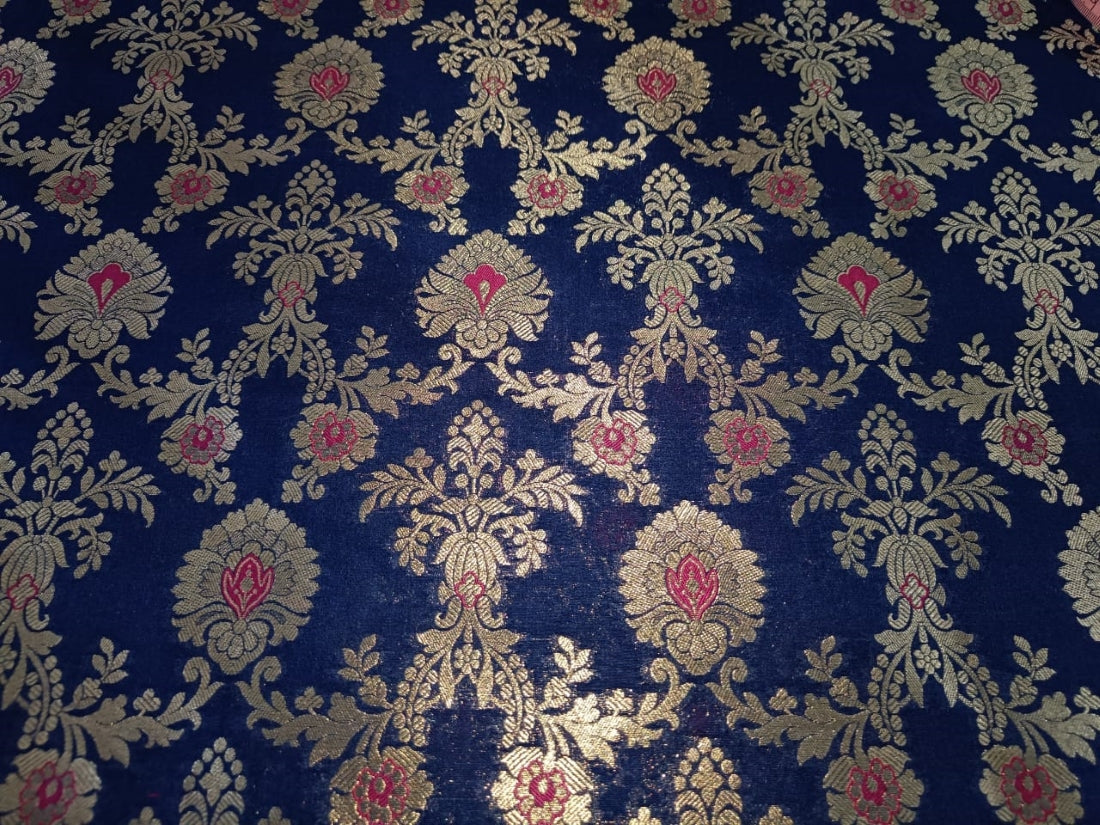 Silk Brocade fabric 44" wide BRO864 available in 7 colours [black,red,gre,maroon,ink,purple,gold]