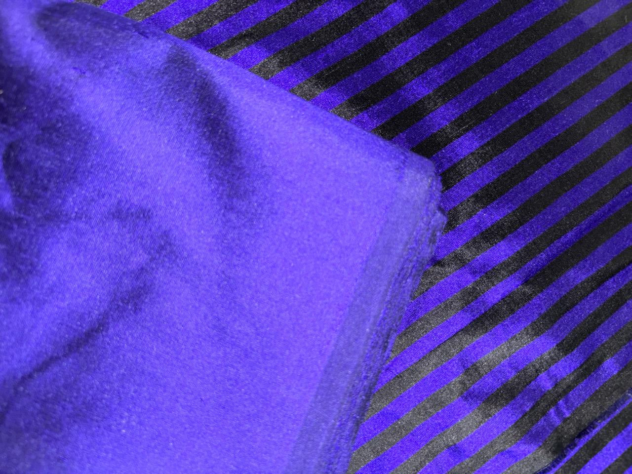 100% Pure Silk dupion STRIPE available in 2 colors PURPLE/BLACK and BURGANDY/BLACK  Fabric 44" wide DUPS71[1/2]