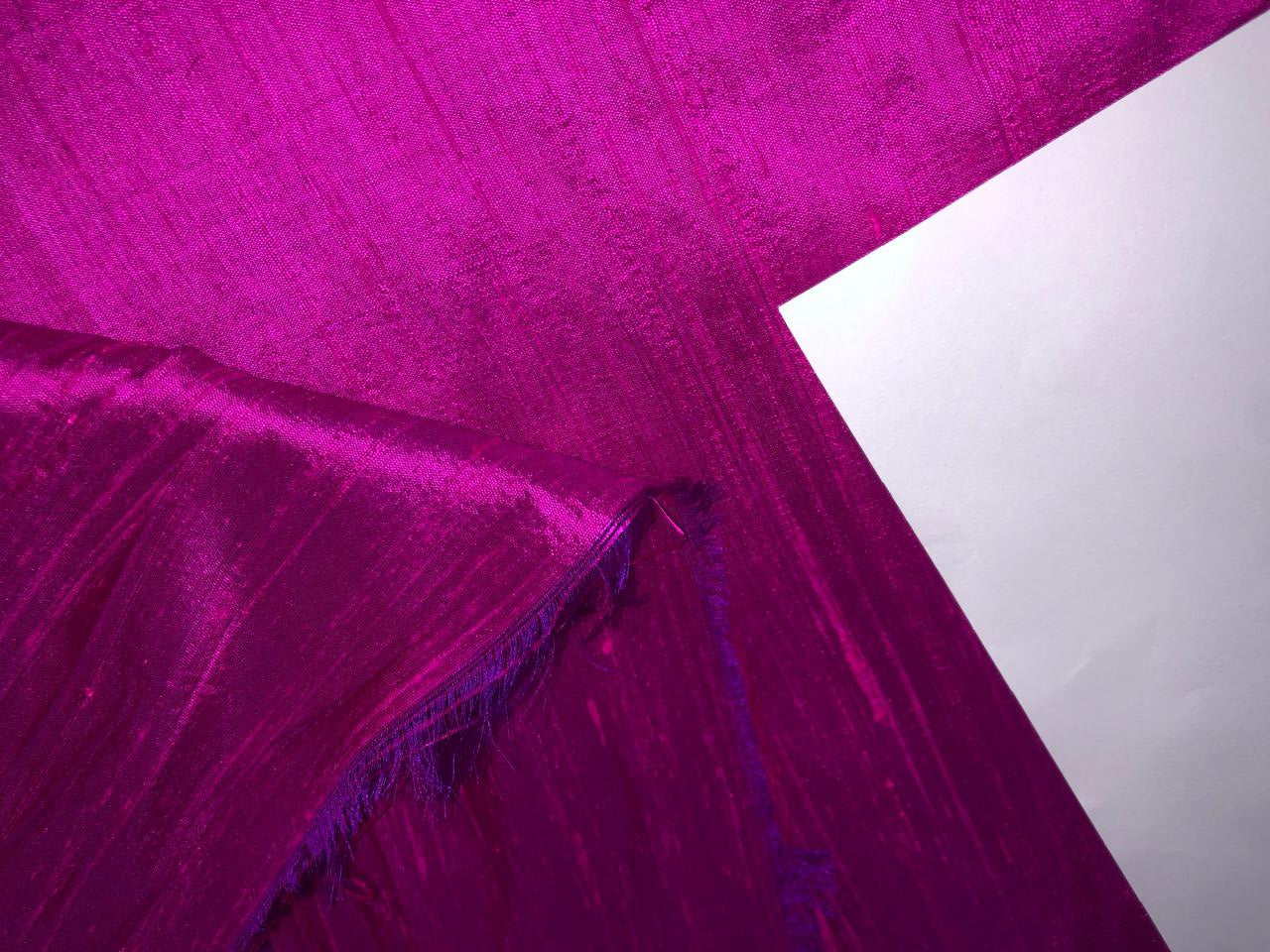 100% PURE SILK DUPIONI FABRIC MAGENTA color 44" wide WITH SLUBS MM125[3]