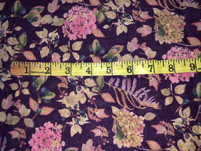 100% linen FLORAL digital print fabric 44" wide available in 2 colors green and aubergine purple [/1595915960]