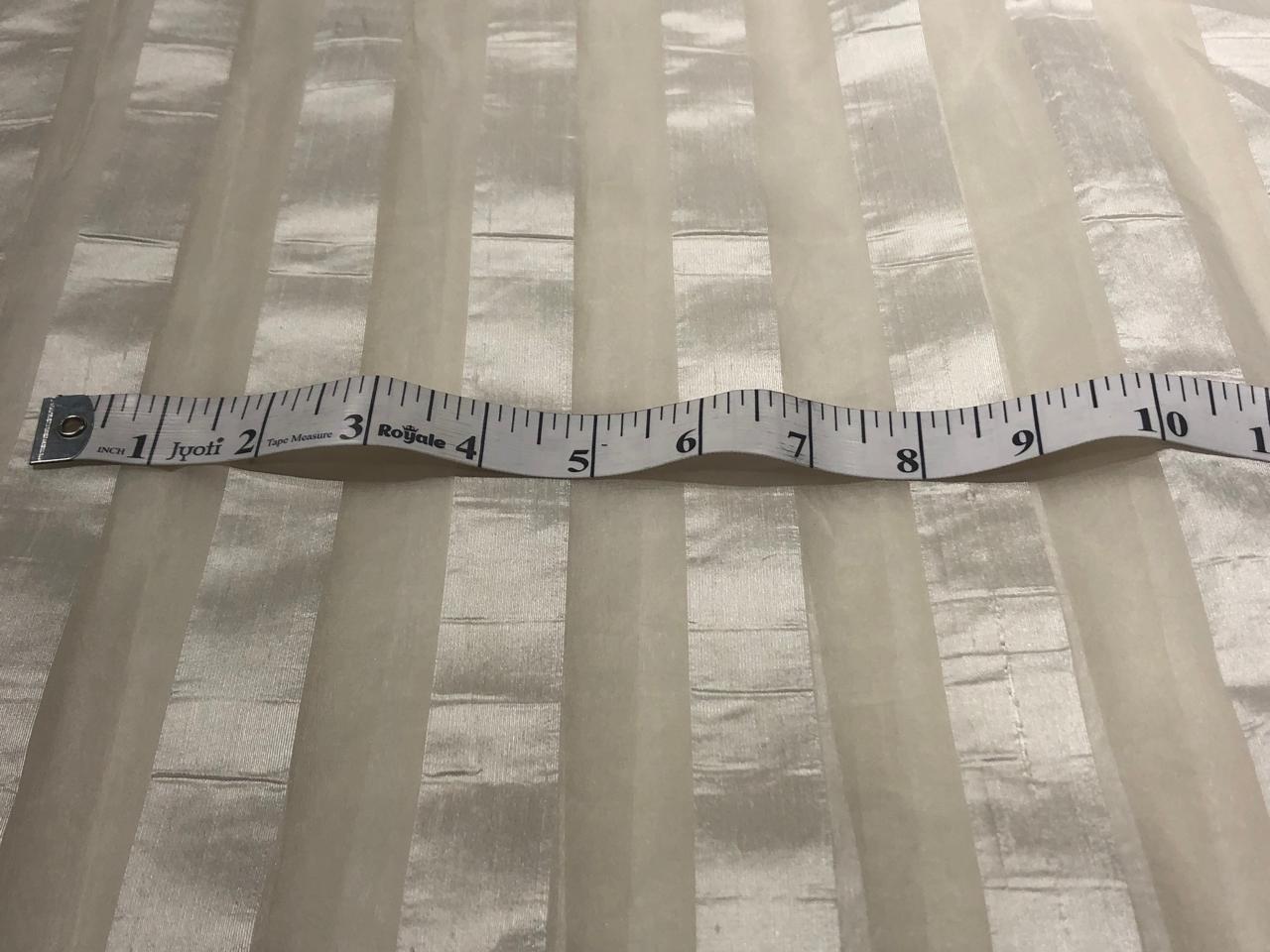 100% silk organza fabric with satin stripe white ivory  44" wide [17698]