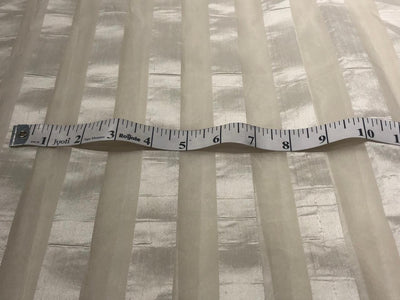 100% silk organza fabric with satin stripe white ivory  44" wide [17698]