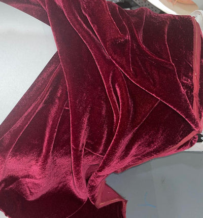 Silk  Velvet Plush Fabric  WINE RED 44" wide [16682]