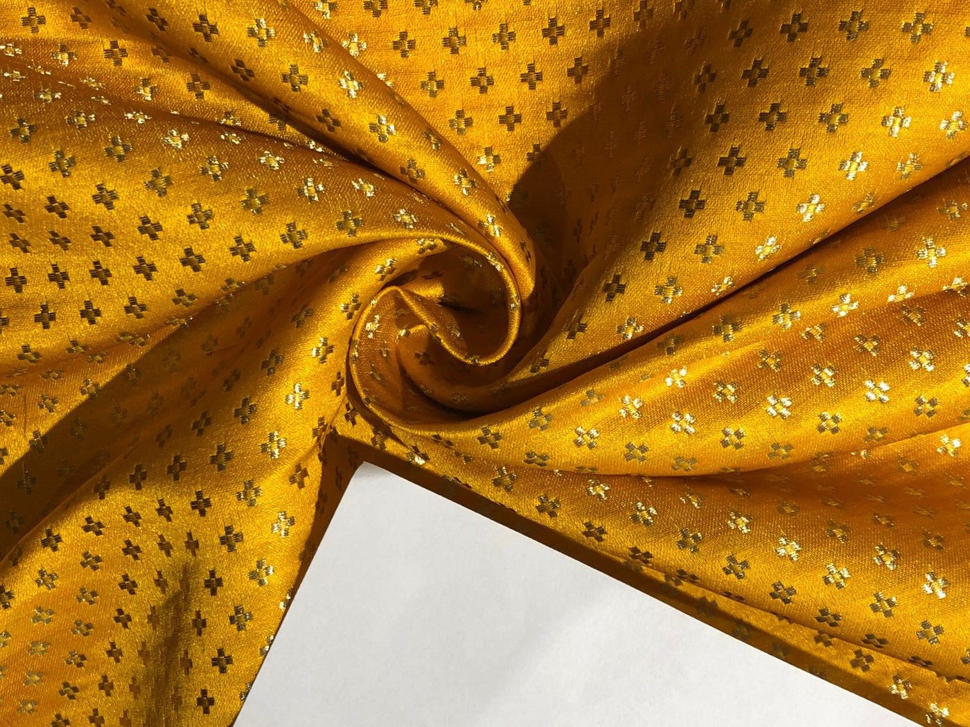 Brocade Fabric with small motif jacquard BRO979A available in 4 colors mango.gold,dark green and black