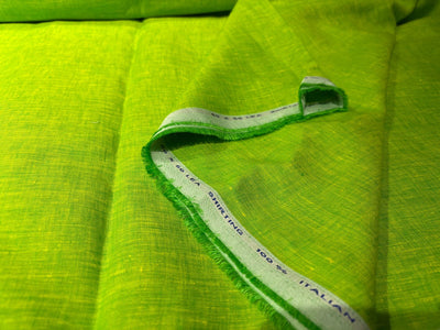 100% linen 60s lea Linen fabric  58" wide available in 3 colors blue/lemon yellow and green x yellow