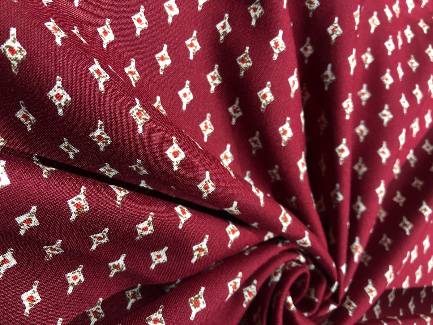Premium Viscose Rayon fabric with foil print tiny motifs available in 2 colors navy and burgandy