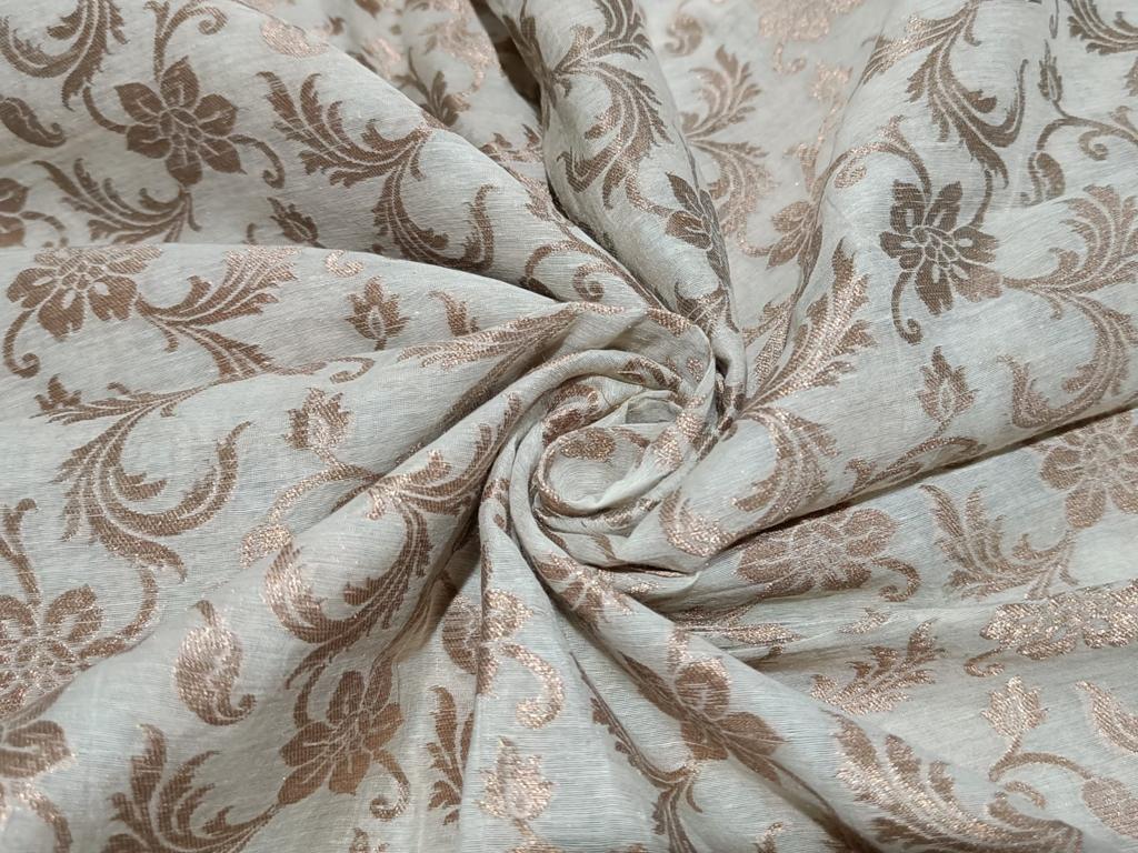 100% cotton brocade IVORY and gold metallic floral jacquard COLOR 44" wide BRO368[3]