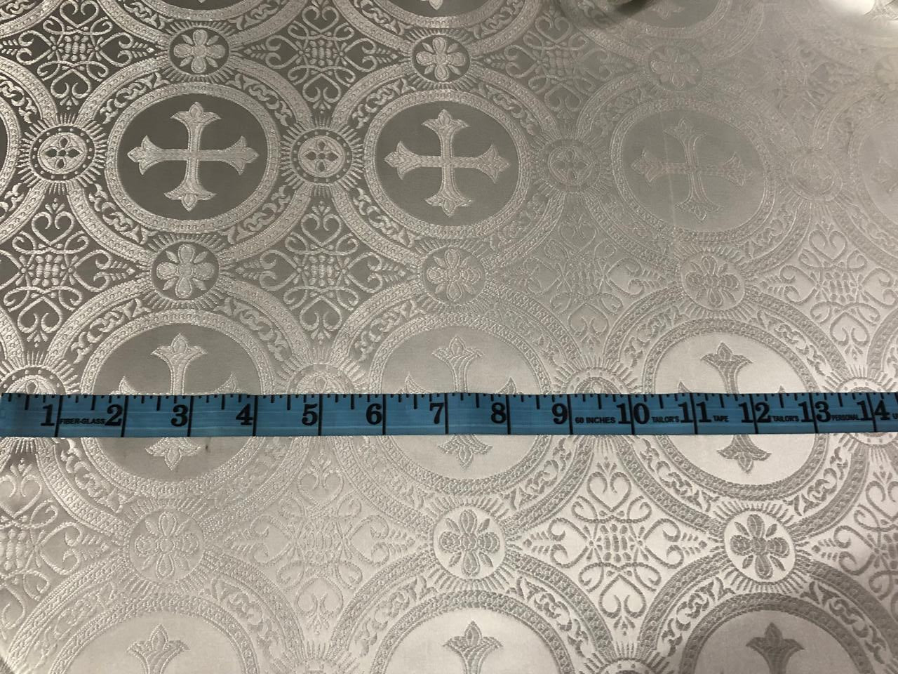 Brocade fabric VESTMENT 60" wide IVORY CROSSES BRO963