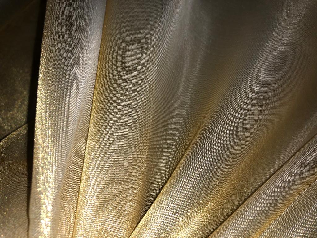Bright Gold Crinkled Metallic Silk Blend Lamé