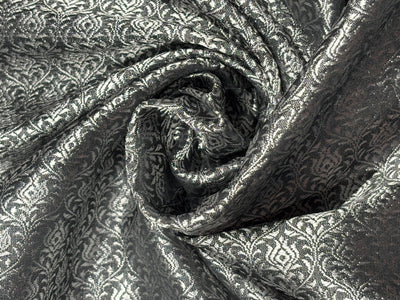 Brocade Fabric Grey with silver all over motif Jacquard 44" BRO1028[1]