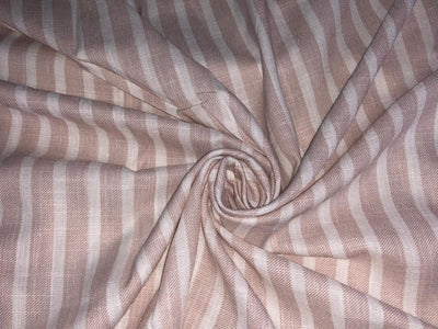 Cotton Viscose  Linen  biscuit and ivory stripe  Fabric 58" wide [17290]