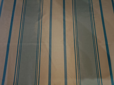 100% Silk Taffeta Fabric Icy Blue & butter Gold stripes 54" wide Taf#S110