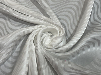 Silk  Satin JACQUARD IVORY WHITE 54" wide available in abstract,floral,roses,waves and triangles jacquard  designs