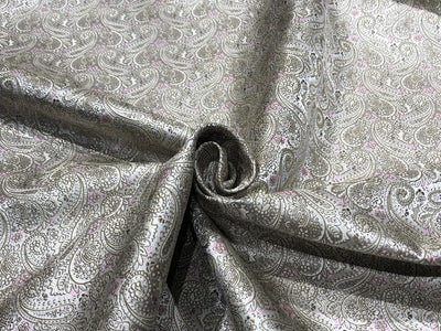 Brocade fabric subtle silver pink  color with paisley jacquard  44" wide reversable BRO1031[2]