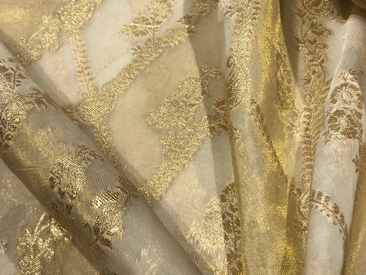 NYLON tissue with jacquard fabric  44"~wide available in 2 designs floral vines and geometric paisleys [17172/73]