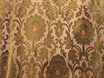 Brocade peach with metallic gold jacquard fabric 44&quot; wide BRO825[6]