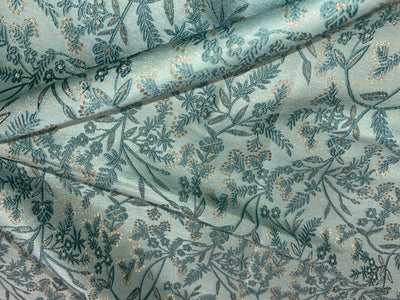 Silk Brocade fabric available in 2 colors mint and peach floral vines subtle shimmer  BRO1079[1/2]