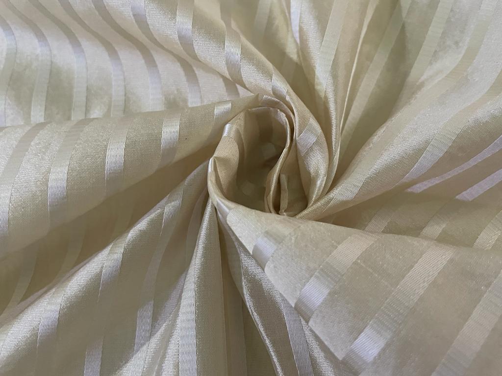 100% silk organza and satin gold stripes fabric 54" wide by the yard [11075]