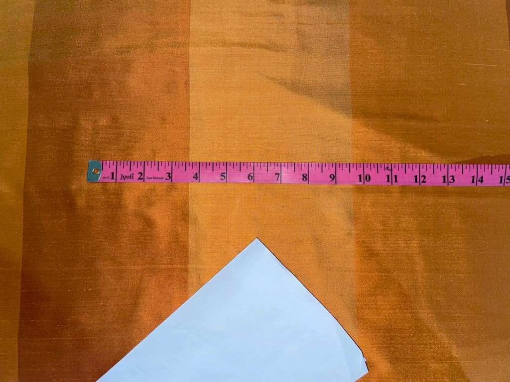 Silk Dupioni Fabric Shades of Orange color stripe 54" Wide DUP#S58