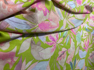 Viscose TWILL Digital Floral Print 41&quot; wide available in 2 colors NEON GREEN AND NEON PINK