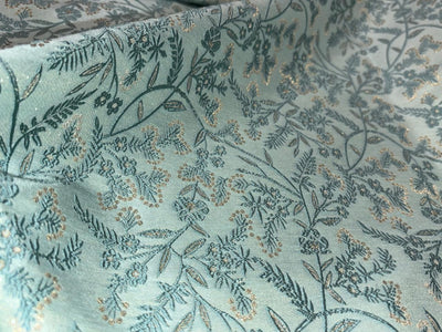 Silk Brocade fabric available in 2 colors mint and peach floral vines subtle shimmer  BRO1079[1/2]