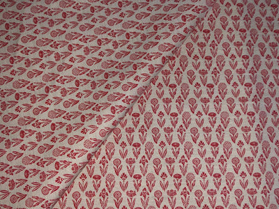 100% Cotton Linen  print 58" wide FLORAL PRINT motif's available in 2 colors red and cream ,blue and cream [17217/18]