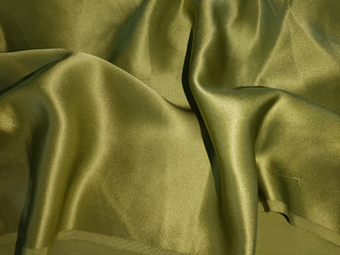 100% PURE SILK SATIN FABRIC 90 grams OLIVE COLOR 44" wide [24 MOMME] [6663]