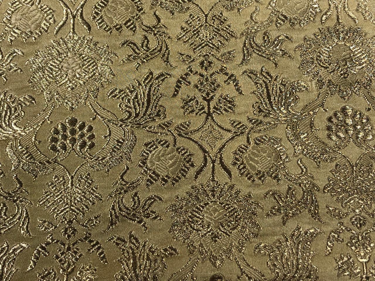 Silk Brocade fabric gold color with metallic gold jacquard 44" wide BRO931[5]