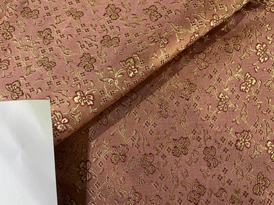 SILK BROCADE FABRIC SALMON,RED X METALLIC GOLD 44" wide BRO234[4]