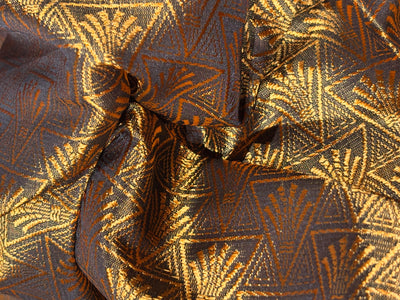 Brocade Fabric Golden Brown triangles with abstract motif Jacquard  44" BRO1029[4]