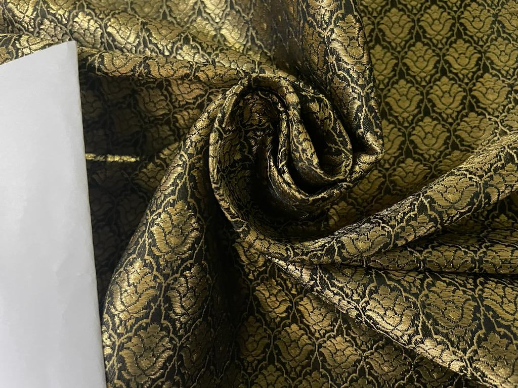 Silk Brocade fabric BLACK X METALIC GOLD 44" wide BRO906[3]