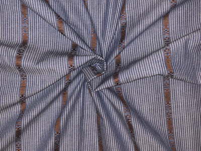 100% cotton stripes blue /white stripe with brown stripe pattern 56" wide [18344]
