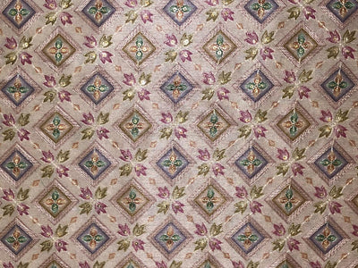 Silk Brocade fabric ivory with diamond motif floral jacquard and subtle sequins and embroidery BRO1069[1]