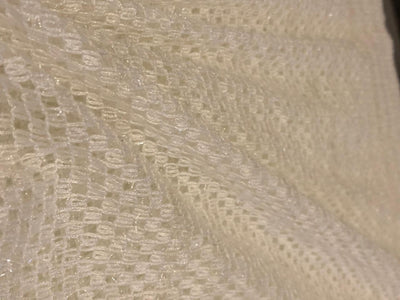 Cotton x jute fancy LACE overlay fabric intricate woven pattern with silver lurex [18635]