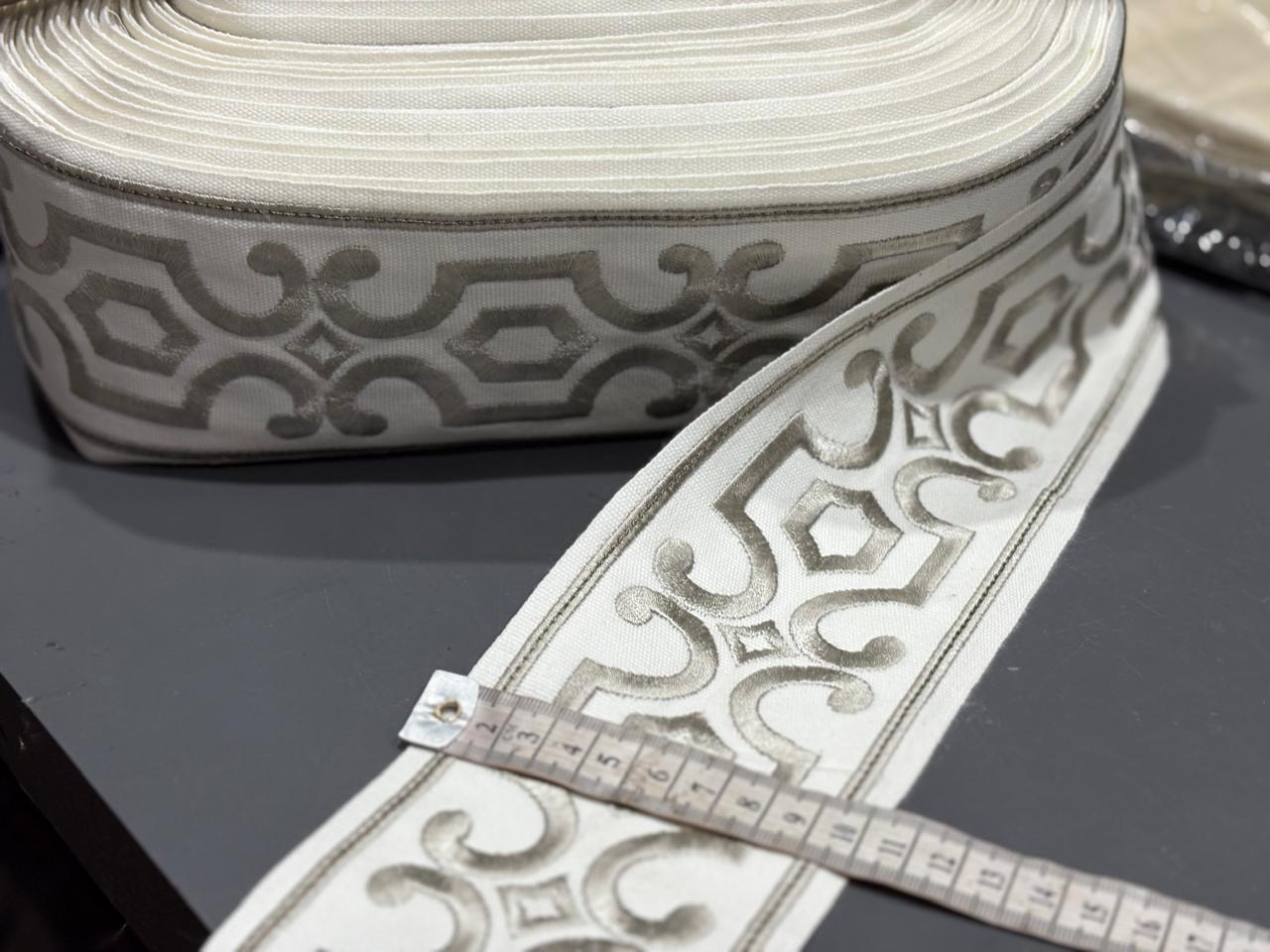 LACE /BORDER used in garments and furnishings available in fawn and navy