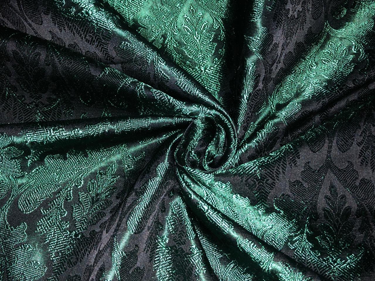 Silk Brocade fabric dark green with emerald green  jacquard  BRO1025[5]