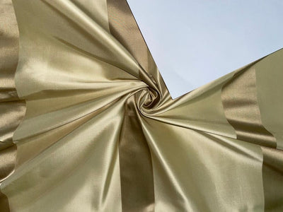 100% Silk Taffeta Fabric Gold with Beige satin stripes 54" wide TAFS64[2]